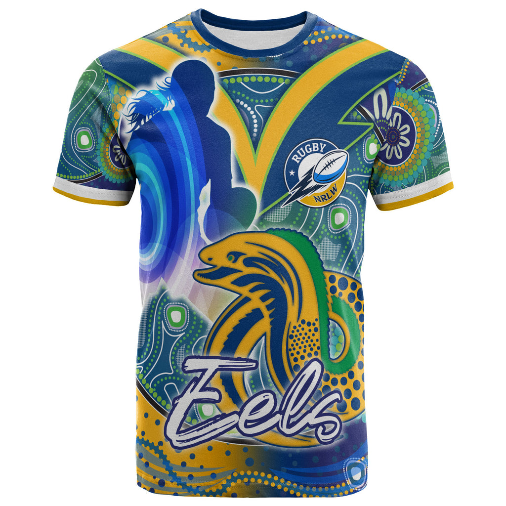 nrlw-eels-rugby-t-shirt-custom-rugby-ball-indigenous-aboriginal-eels-women-t-shirt