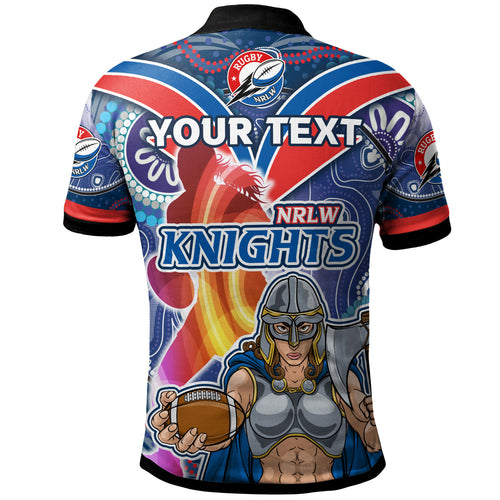 nrlw-knights-rugby-polo-shirt-custom-rugby-ball-indigenous-aboriginal-knights-women-polo-shirt