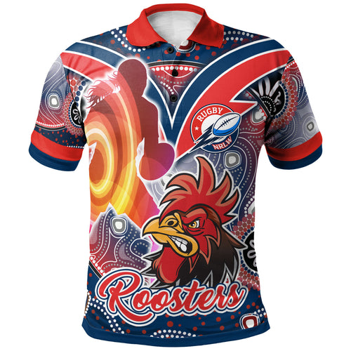 nrlw-roosters-rugby-polo-shirt-custom-rugby-ball-indigenous-aboriginal-roosters-women-polo-shirt