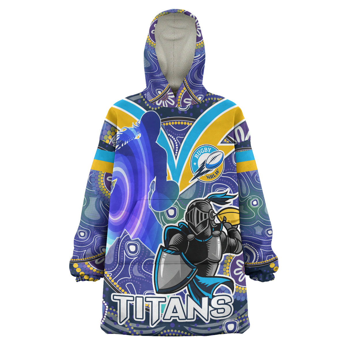 nrlw-titans-rugby-snug-hoodie-custom-rugby-ball-indigenous-aboriginal-titans-women-oodie-blanket