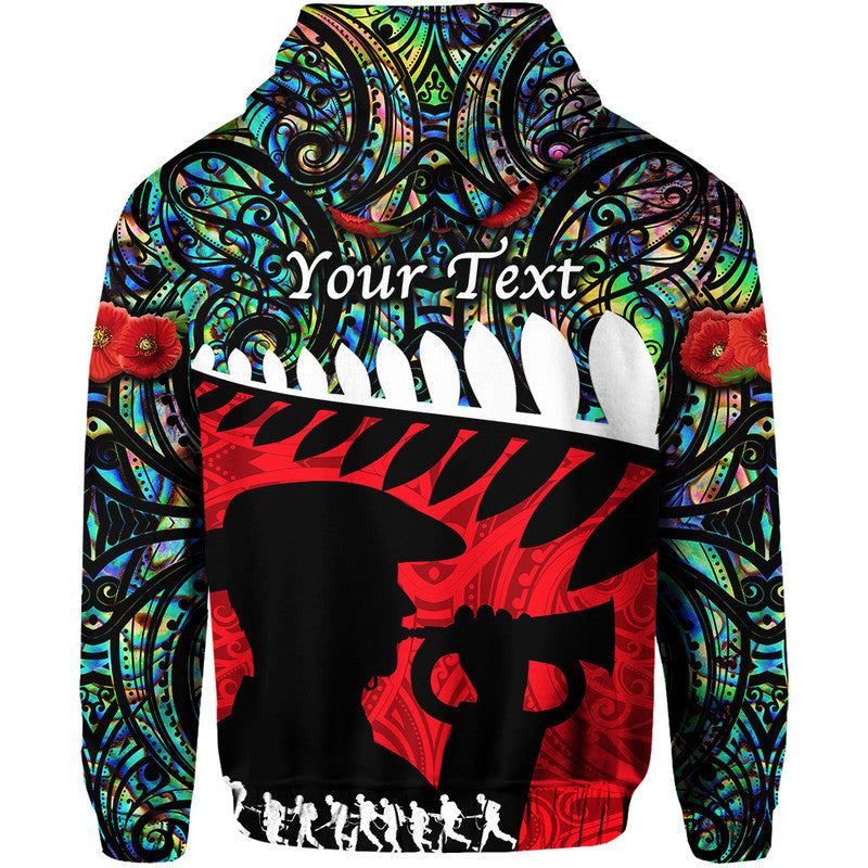 (Custom Personalised) New Zealand Maori ANZAC Zip Up And Pullover Hoodie Remembrance Soldier - Paua Shell LT8