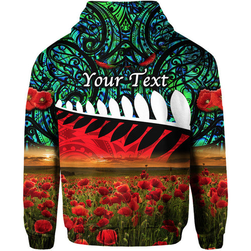 (Custom Personalised) New Zealand Maori ANZAC Zip Up And Pullover Hoodie Poppy Vibes - Turquoise LT8