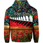 (Custom Personalised) New Zealand Maori ANZAC Zip Up And Pullover Hoodie Poppy Vibes - Paua Shell LT8