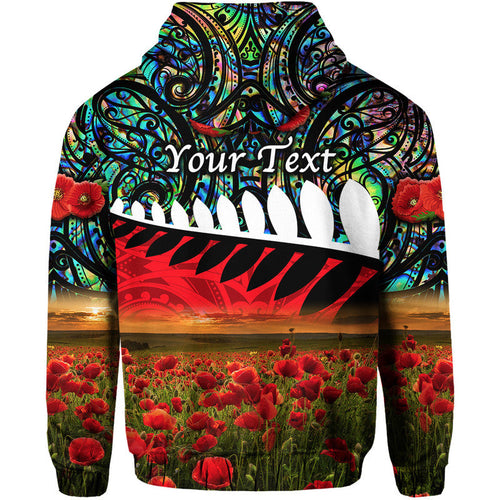 (Custom Personalised) New Zealand Maori ANZAC Zip Up And Pullover Hoodie Poppy Vibes - Paua Shell LT8