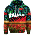 (Custom Personalised) New Zealand Maori ANZAC Zip Up And Pullover Hoodie Poppy Vibes - Turquoise LT8