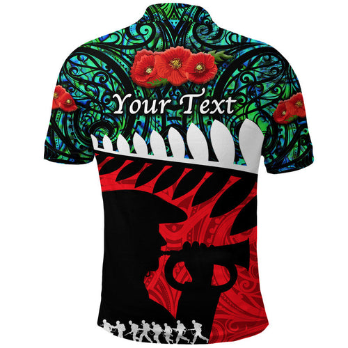 custom-personalised-new-zealand-maori-anzac-polo-shirt-remembrance-soldier-turquoise