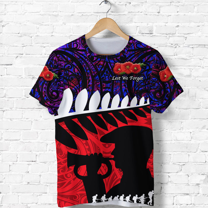 custom-personalised-new-zealand-maori-anzac-t-shirt-remembrance-soldier-purple