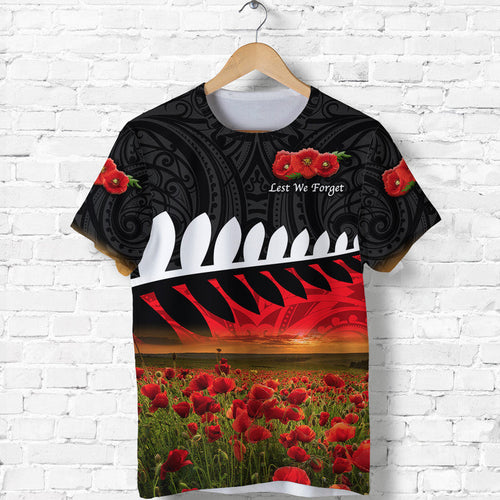custom-personalised-new-zealand-maori-anzac-t-shirt-poppy-vibes-black