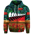 (Custom Personalised) New Zealand Maori ANZAC Zip Up And Pullover Hoodie Poppy Vibes - Turquoise LT8