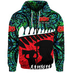 New Zealand Maori ANZAC Zip Up And Pullover Hoodie Remembrance Soldier - Turquoise LT8