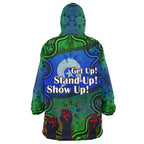 naidoc-week-2023-wearable-blanket-hoodie-custom-black-raised-hands-with-aboriginal-inspired-patterns-wearable-blanket-hoodie