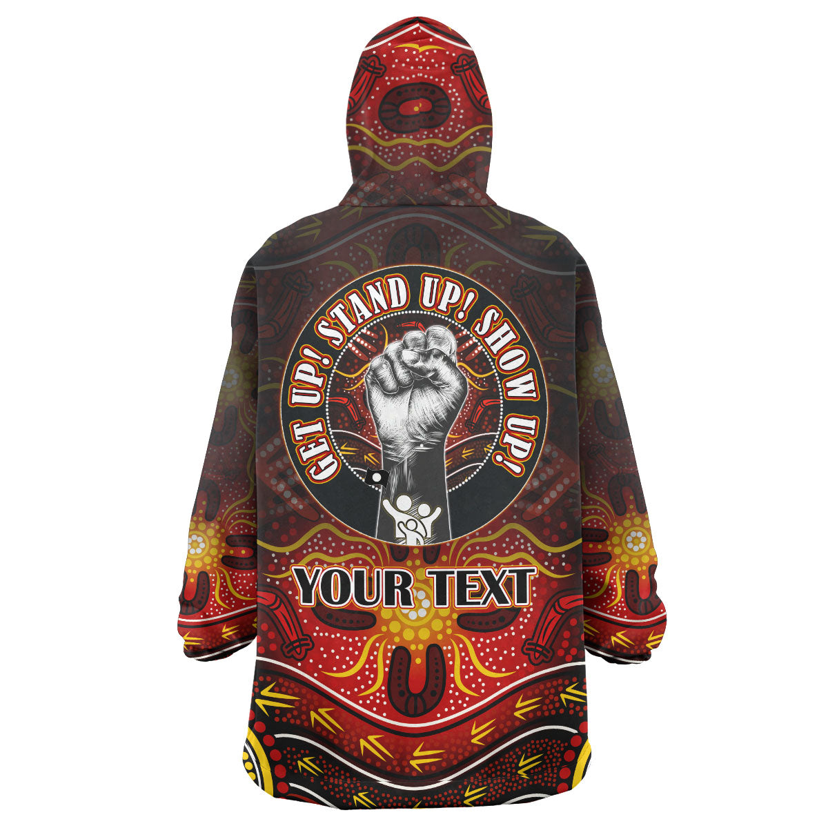 naidoc-week-2023-wearable-blanket-hoodie-custom-naidoc-family-aboriginal-inspired-dot-art-wearable-blanket-hoodie