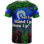 australia-naidoc-week-2023-t-shirt-custom-black-raised-hands-with-aboriginal-inspired-patterns-t-shirt