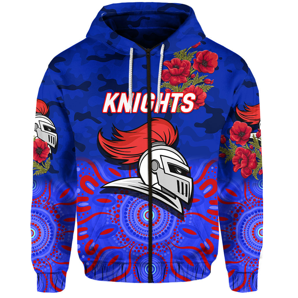 (Custom Personalised) Newcastle Knights ANZAC 2022 Zip Up And Pullover Hoodie Indigenous Vibes LT8