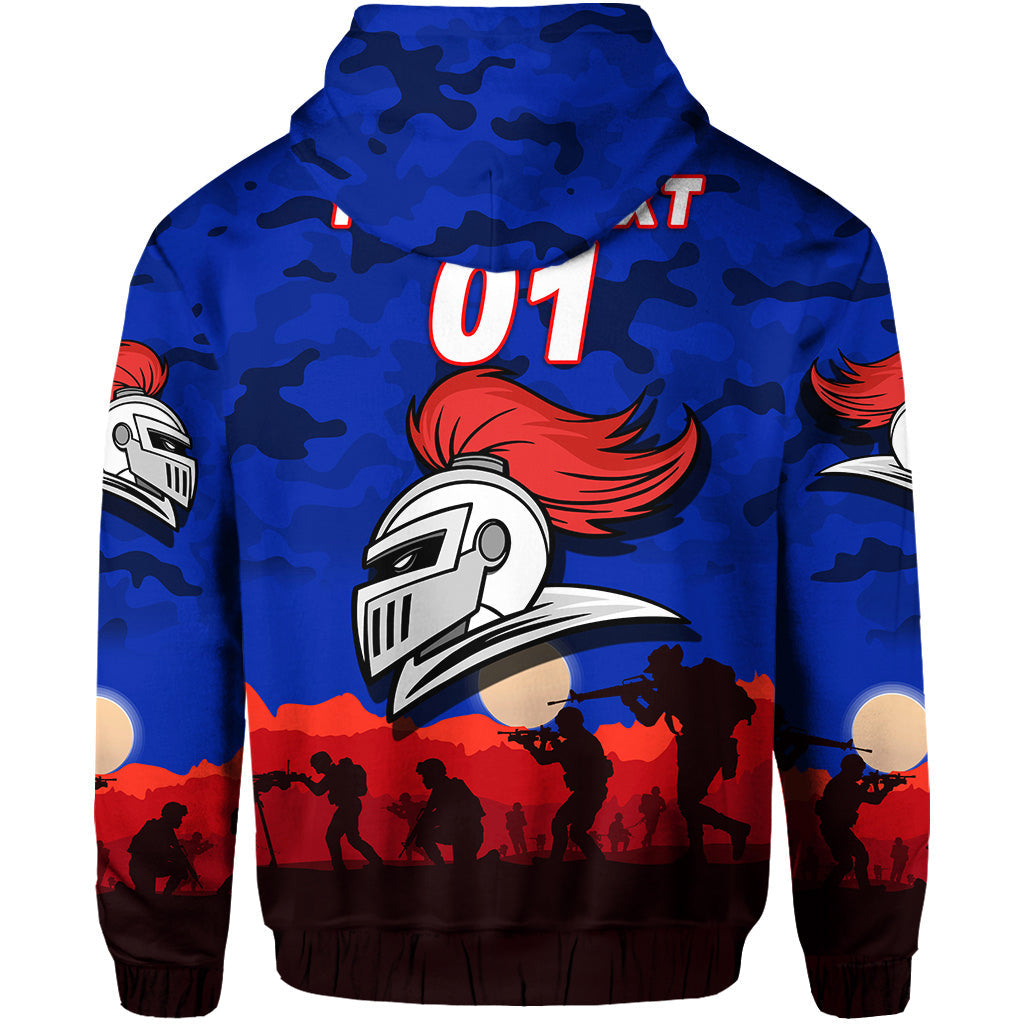 (Custom Personalised) Newcastle Knights ANZAC 2022 Zip Up And Pullover Hoodie Simple Style LT8