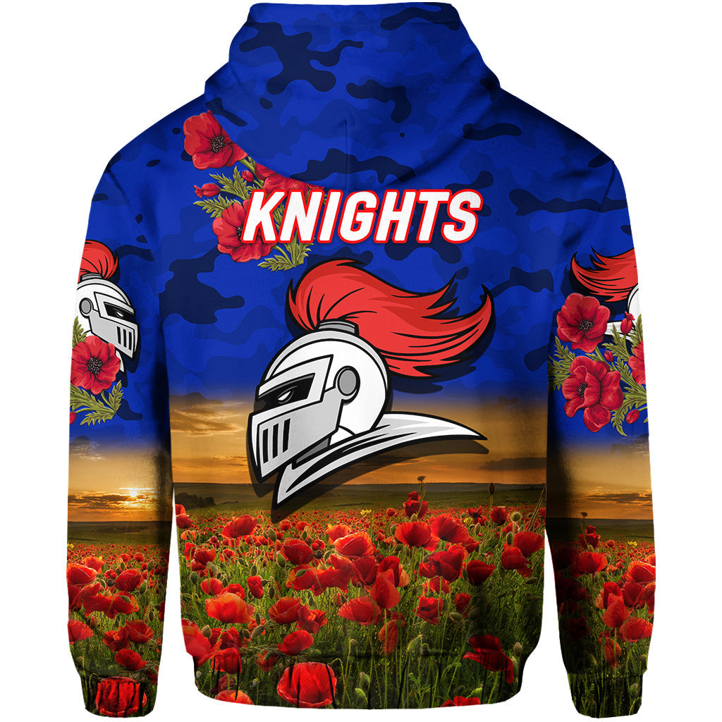 Newcastle Knights ANZAC 2022 Zip Up And Pullover Hoodie Poppy Flowers Vibes LT8