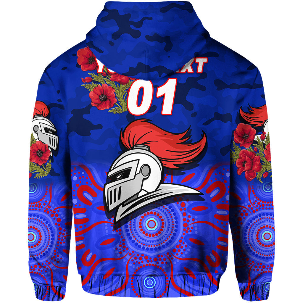 (Custom Personalised) Newcastle Knights ANZAC 2022 Zip Up And Pullover Hoodie Indigenous Vibes LT8