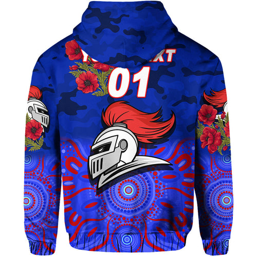 (Custom Personalised) Newcastle Knights ANZAC 2022 Zip Up And Pullover Hoodie Indigenous Vibes LT8