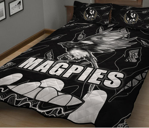 collingwood-magpies-quilt-bed-set-indigenous-guernsey-no2-version