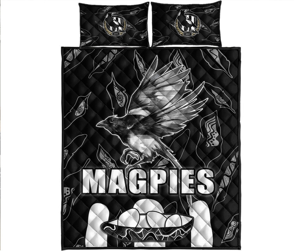 collingwood-magpies-quilt-bed-set-indigenous-guernsey-no2-version