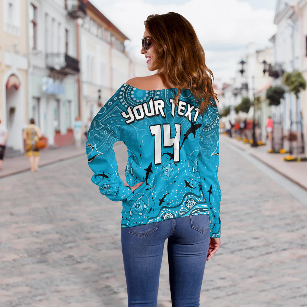 (Custom Text And Number) Sharks Rugby Off Shoulder Sweater Go Sharkies Aboriginal Special Version LT14