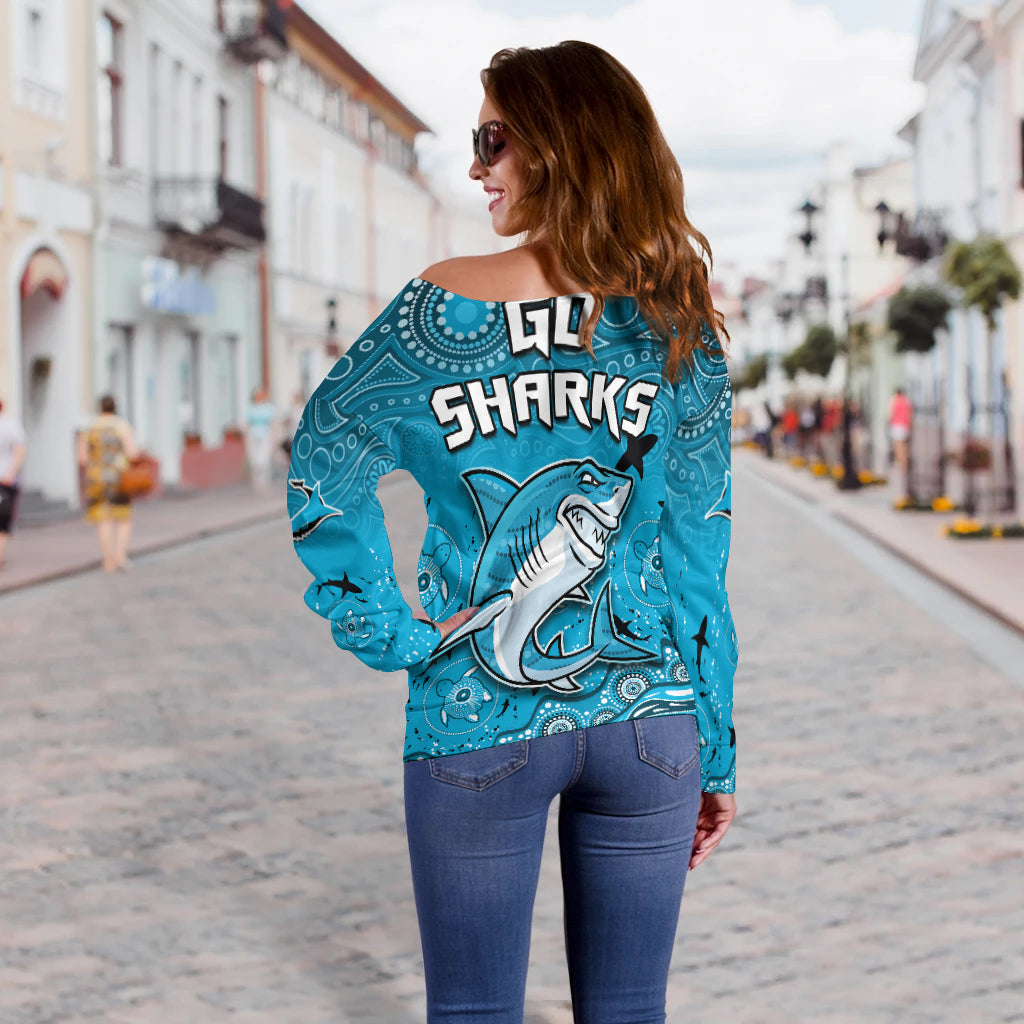 Sharks Rugby Off Shoulder Sweater Go Sharkies Aboriginal Special Version LT14