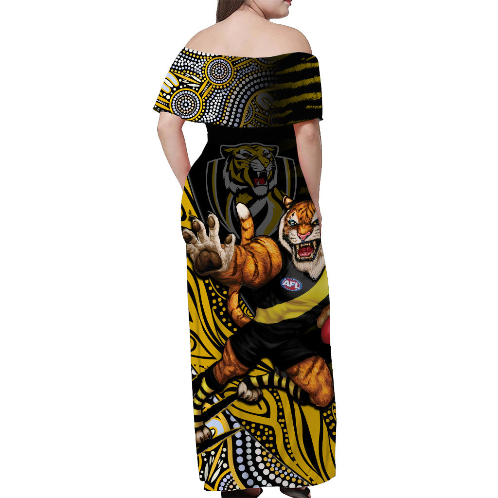 custom-personalised-richmond-football-off-shoulder-long-dress-aboriginal-go-the-tigers-mascot
