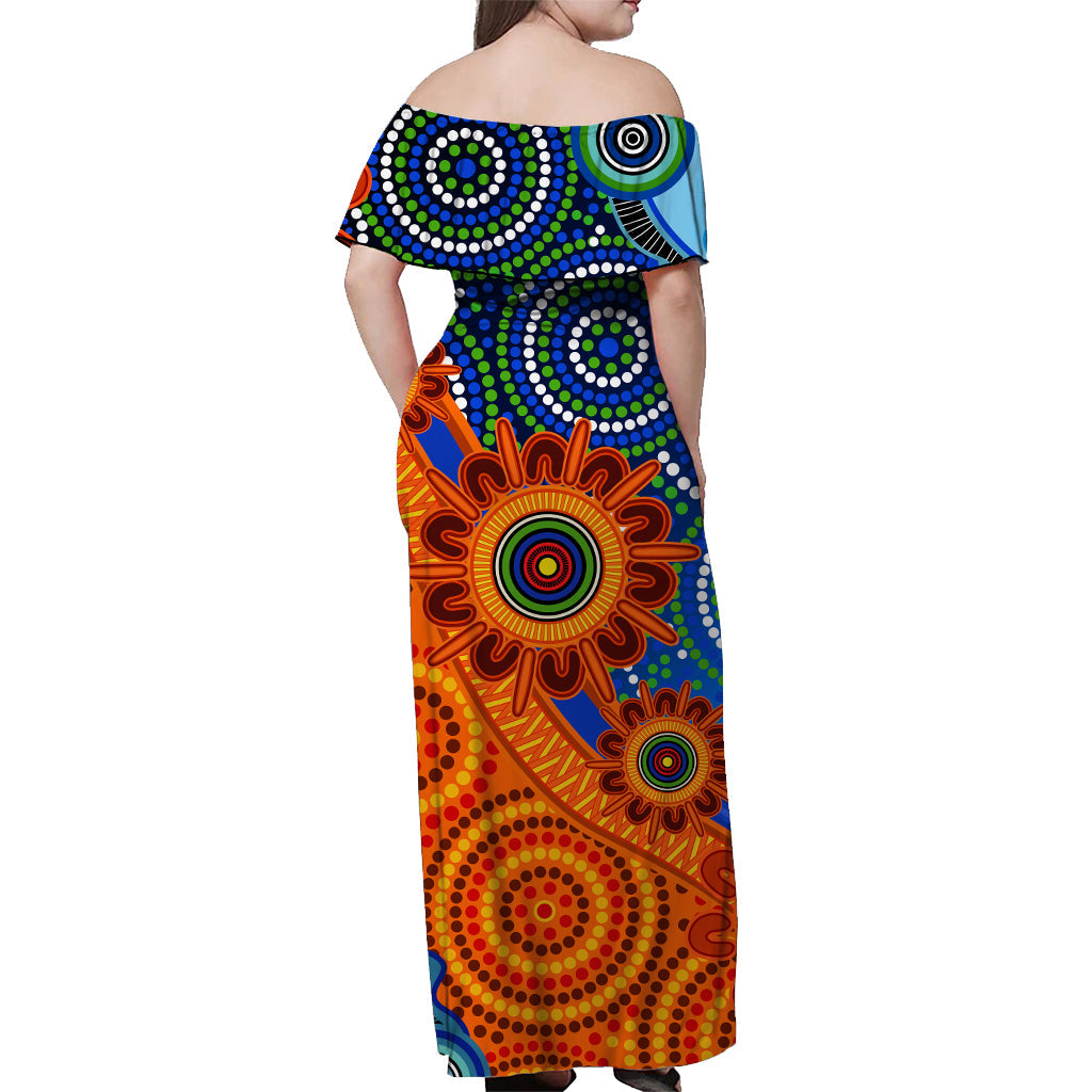 naidoc-week-2022-off-shoulder-long-dress-aboriginal-and-torres-strait-islander-together