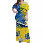 custom-personalised-cowboys-rugby-off-shoulder-long-dress-aboriginal-boomerang-go-premiers-north-queensland