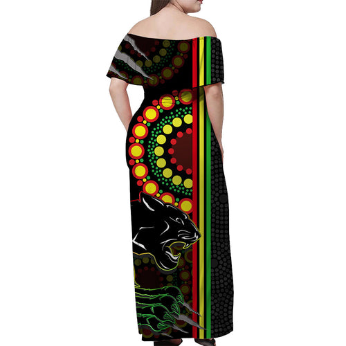 penrith-panthers-rugby-off-shoulder-long-dress-the-mountain-men-aboriginal-art-dynamic