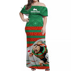 custom-personalised-rabbitohs-rugby-off-shoulder-long-dress-aboriginal-dot-painting-glory-glory-sporty-style