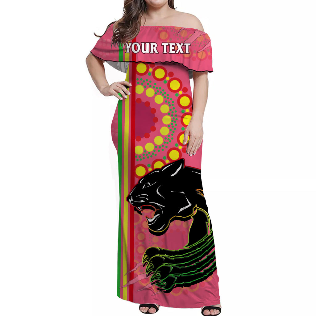custom-personalised-panthers-rugby-off-shoulder-long-dress-the-mountain-men-aboriginal-art-dynamic-pink-version
