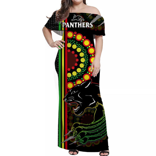 penrith-panthers-rugby-off-shoulder-long-dress-the-mountain-men-aboriginal-art-dynamic