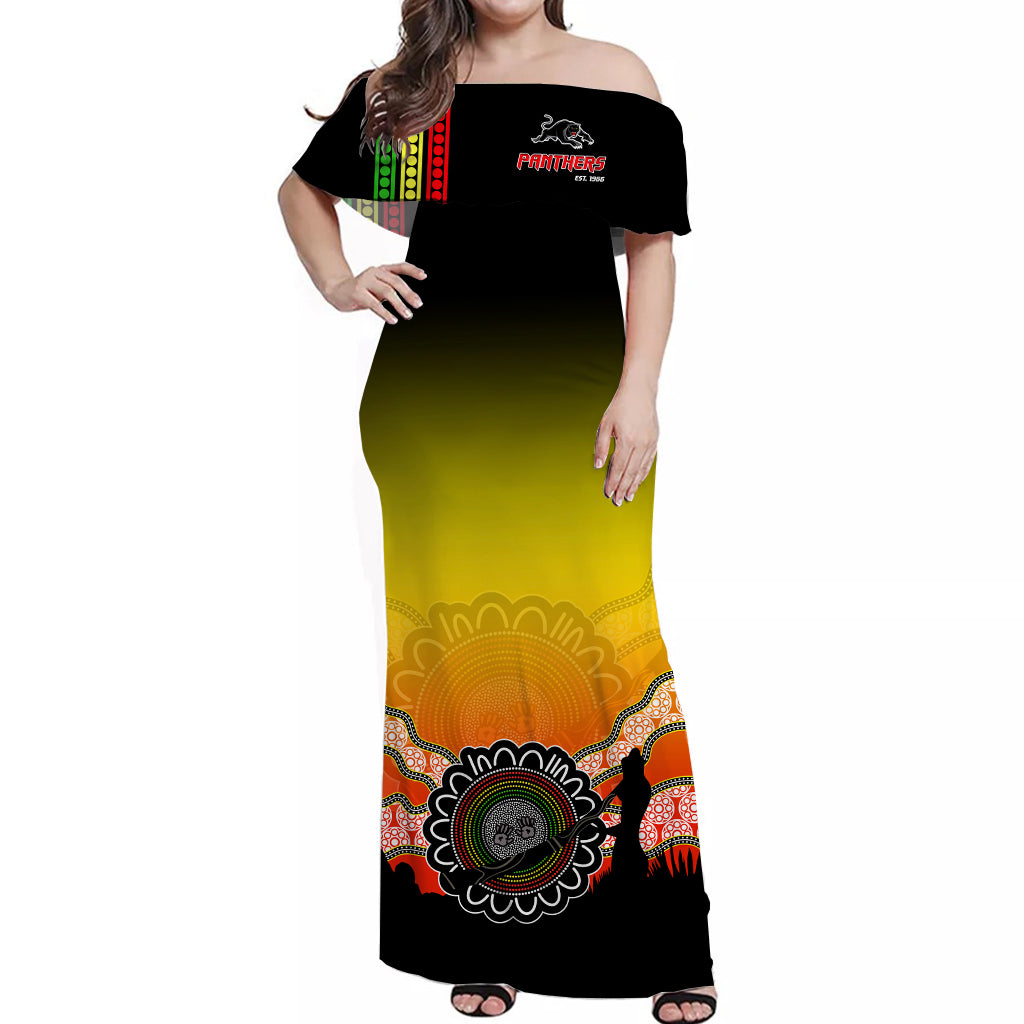 custom-personalised-panthers-off-shoulder-long-dress-go-the-mighty-penrith-aboriginal