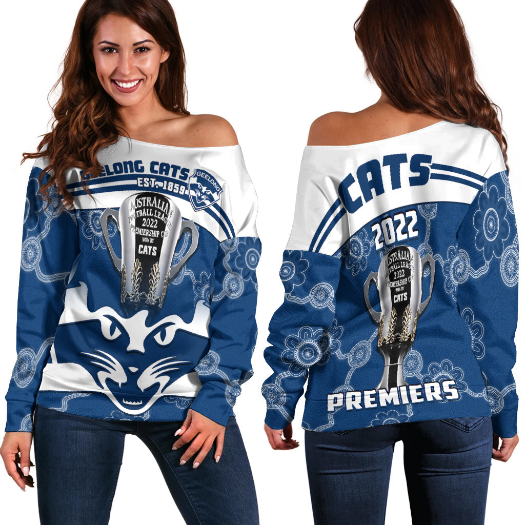 cats-football-off-shoulder-sweater-geelong-premiers-2022-aboriginal