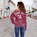 custom-text-and-number-maroons-rugby-off-shoulder-sweater-kangaroo-indigenous-pattern-unique-version