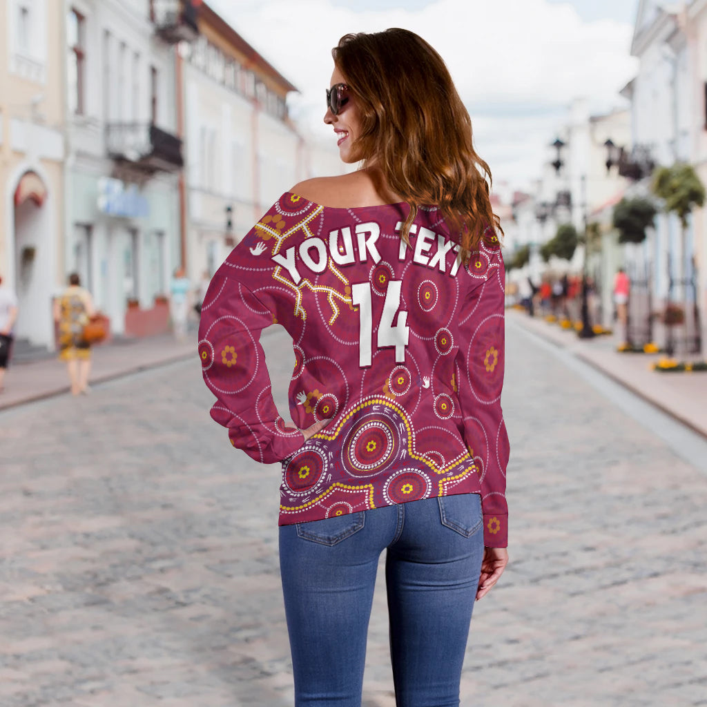 custom-text-and-number-maroons-rugby-off-shoulder-sweater-kangaroo-indigenous-pattern-unique-version