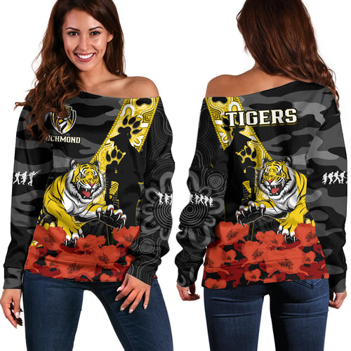 richmond-football-anzac-2023-off-shoulder-sweater-tigers-aboriginal-mix-poppy-camouflage