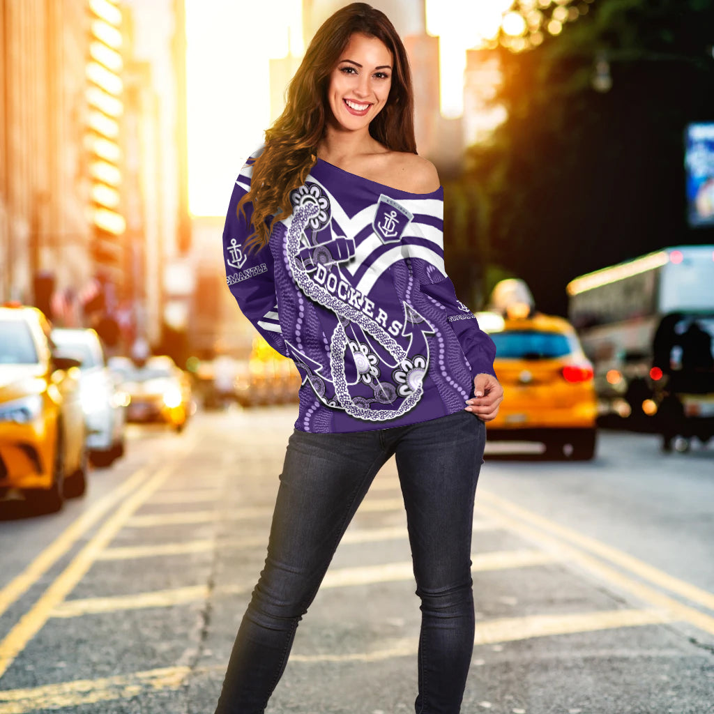 custom-text-and-number-dockers-football-off-shoulder-sweater-fremantle-anchor-mix-aboriginal-pattern-dynamic-style