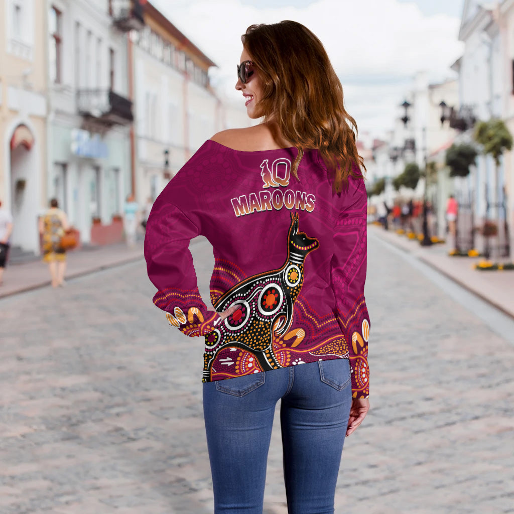 maroons-rugby-off-shoulder-sweater-queensland-kangaroo-aboriginal-dot-paintings