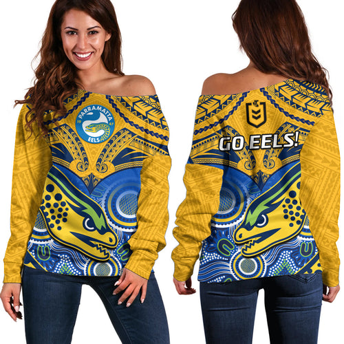 parramatta-rugby-2023-off-shoulder-sweater-go-eels-polynesian-mix-indigenous-art