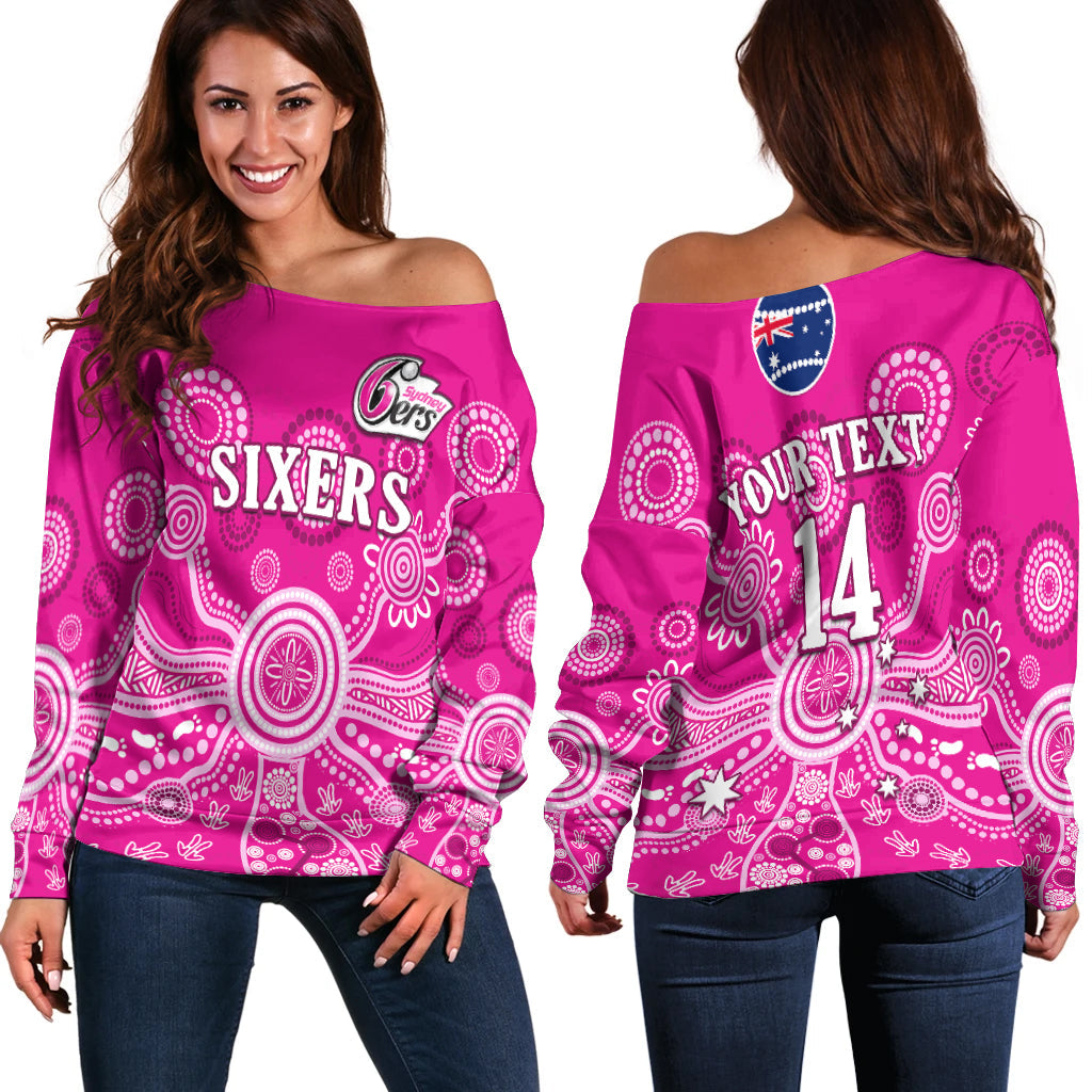 custom-text-and-number-sydney-sixers-off-shoulder-sweater-cricket-indigenous-australian-art-ver02