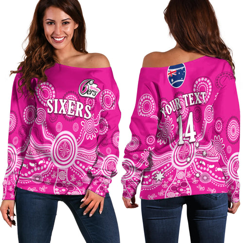 custom-text-and-number-sydney-sixers-off-shoulder-sweater-cricket-indigenous-australian-art-ver02