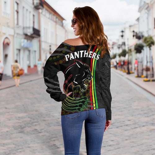 penrith-panthers-rugby-off-shoulder-sweater-the-mountain-men-aboriginal-art-dynamic