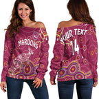 custom-text-and-number-maroons-rugby-off-shoulder-sweater-kangaroo-indigenous-pattern-unique-version