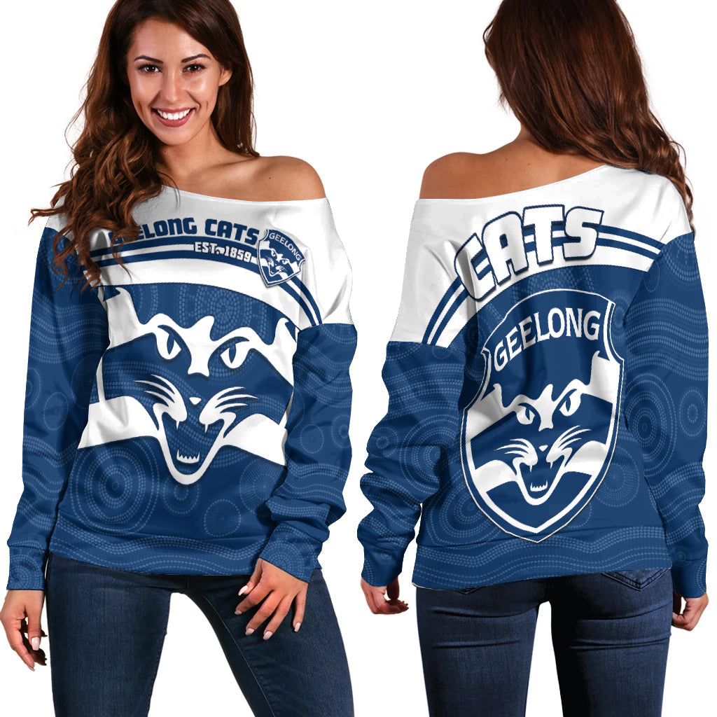cats-football-off-shoulder-sweater-geelong-est-1859-aboriginal-art