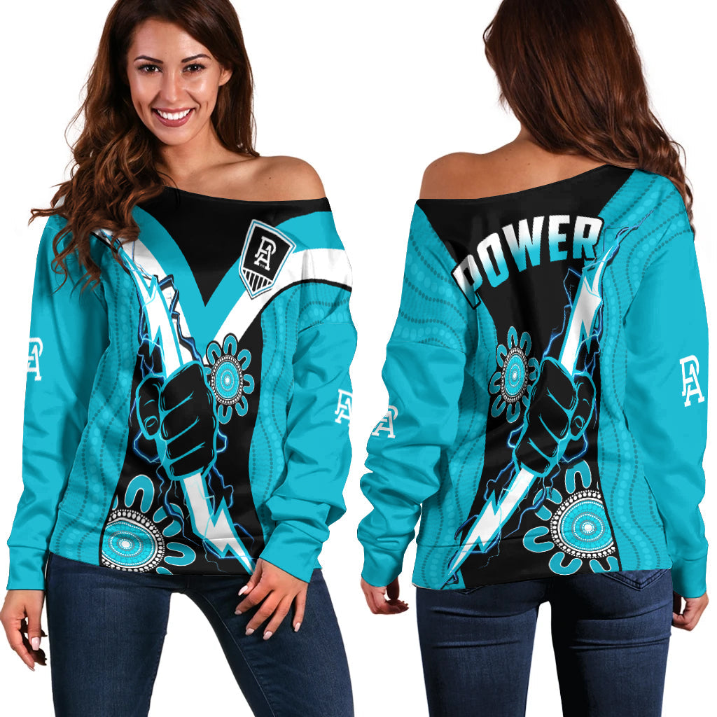port-adelaide-football-off-shoulder-sweater-power-thunder-hand-mix-aboriginal-dynamic