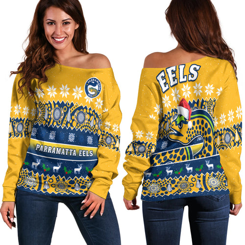 parramatta-eels-christmas-off-shoulder-sweater-parra-aboriginal-art-merry-xmas