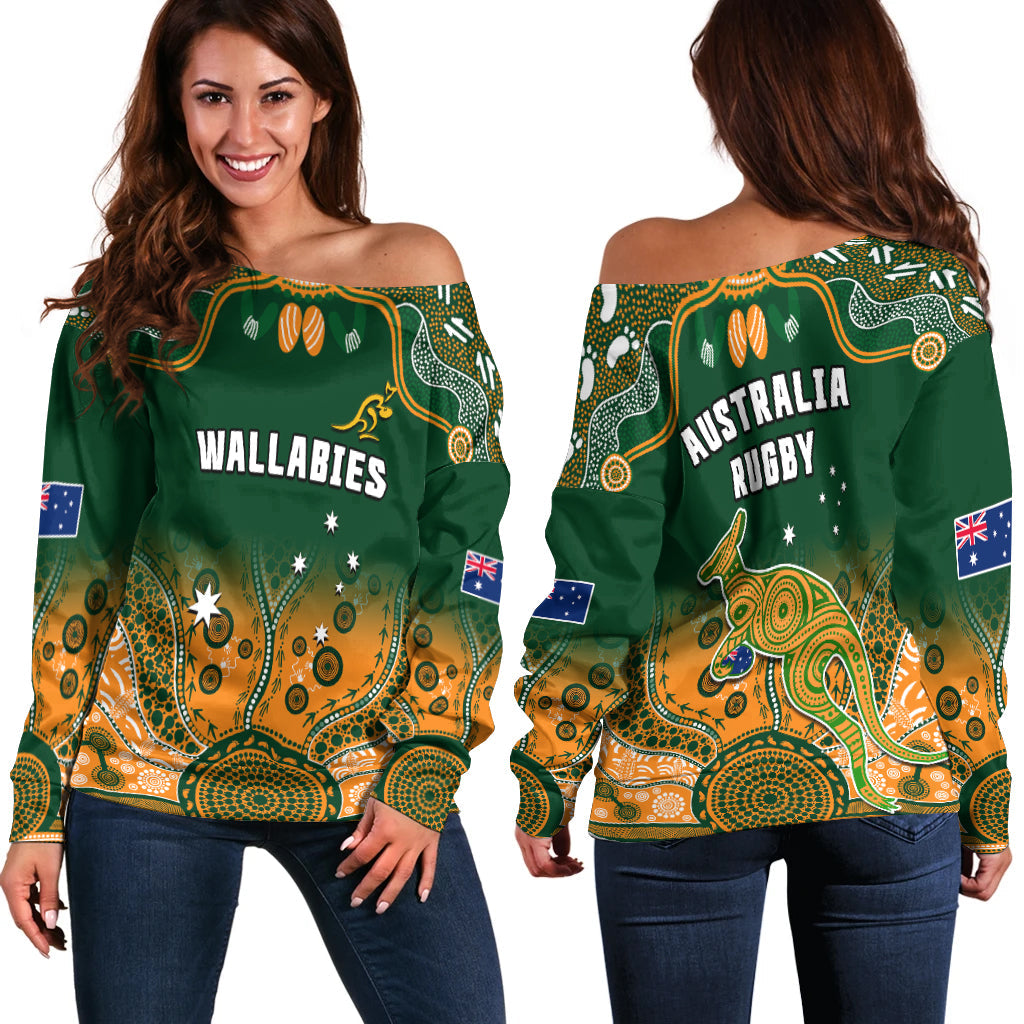 australia-rugby-off-shoulder-sweater-wallabies-kangaroo-green-aboriginal