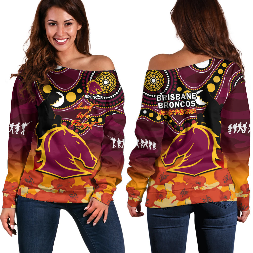 brisbane-broncos-rugby-anzac-2023-off-shoulder-sweater-aboriginal-mix-poppy-lest-we-forget